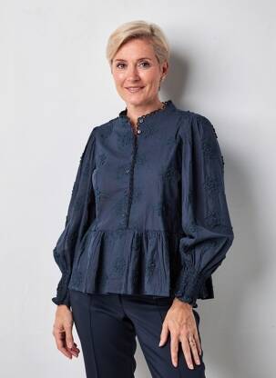 Blouse col rond manches longues bleu JENSEN femme