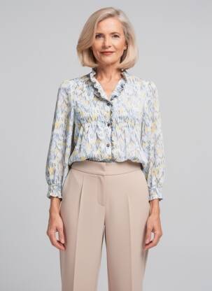 Chemisier coupe cintrée manches longues bleu JENSEN femme