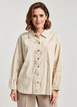 Chemisier coupe cintrée manches longues beige JENSEN femme