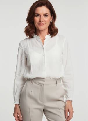 Blouse col rond manches longues blanc CISO femme