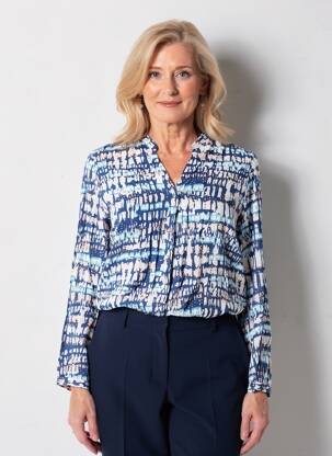 Top imprimé fantaisie manches longues bleu CISO femme