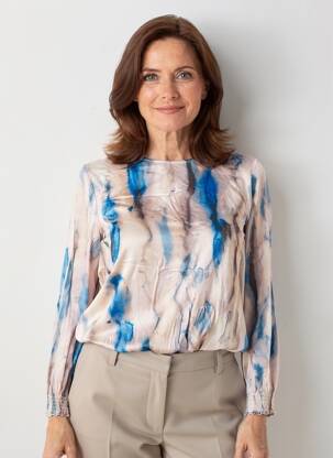 Top imprimé fantaisie manches longues bleu CISO femme