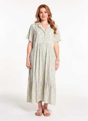 Robe longue tissage popeline manches courtes jaune COMPAÑIA FANTASTICA femme