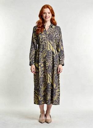 Robe longue tissage popeline manches longues vert VERO MODA femme