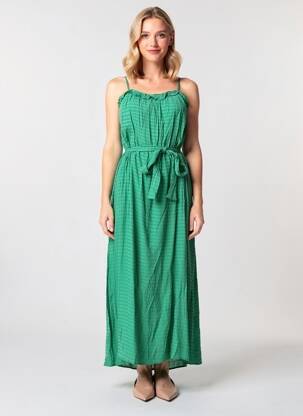 Robe longue tissage crêpe fines bretelles vert COMPAÑIA FANTASTICA femme