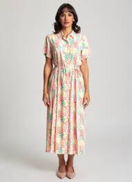 Robe longue manches courtes manches courtes beige COMPAÑIA FANTASTICA femme