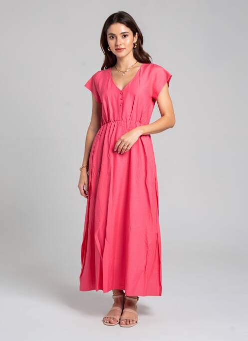 Robe longue manches courtes manches courtes rose C'EST BEAU LA VIE femme
