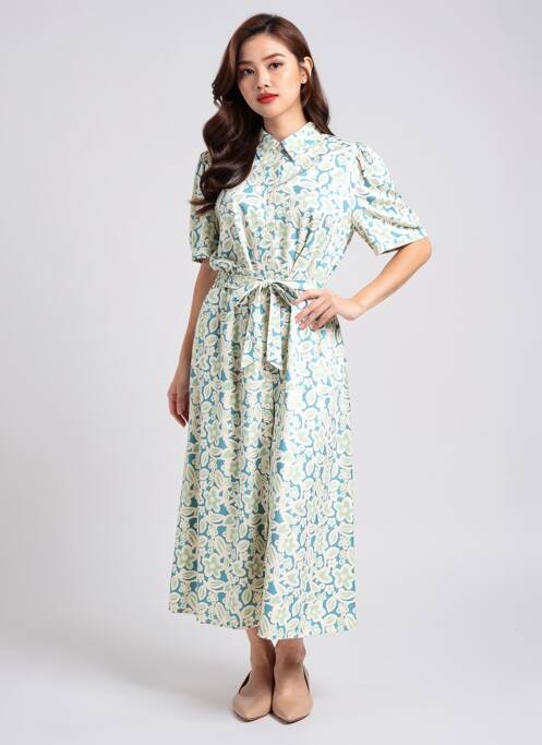 Robe longue manches courtes manches courtes vert COMPAÑIA FANTASTICA femme