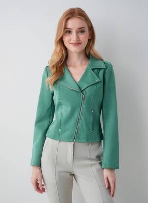 Veste casual tissage suedine vert Y'COO femme