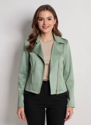 Veste casual tissage suedine vert Y'COO femme