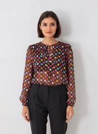 Blouse col rond manches longues noir COMPAÑIA FANTASTICA femme