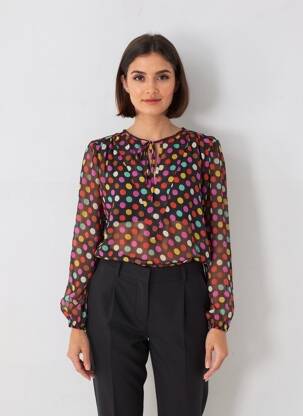 Blouse col rond manches longues noir COMPAÑIA FANTASTICA femme