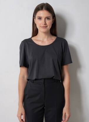 T-shirt coupe droite manches courtes noir PIECES femme
