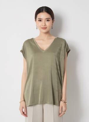 T-shirt coupe droite manches courtes vert DEELUXE femme
