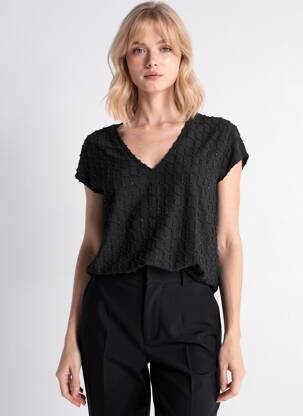 T-shirt col v manches courtes noir VERO MODA femme