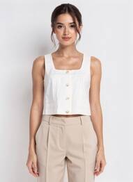 Top col carré sans manche blanc VERO MODA femme