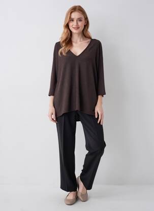 Top stretch manches 3/4 marron VERO MODA femme