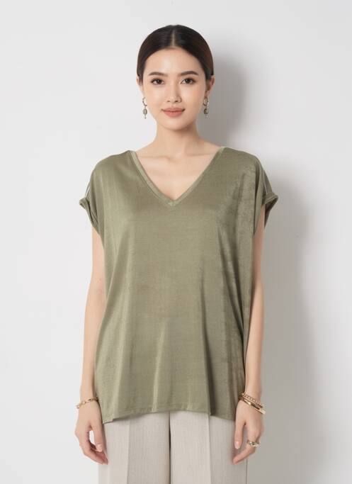 T-shirt coupe droite manches courtes vert DEELUXE femme
