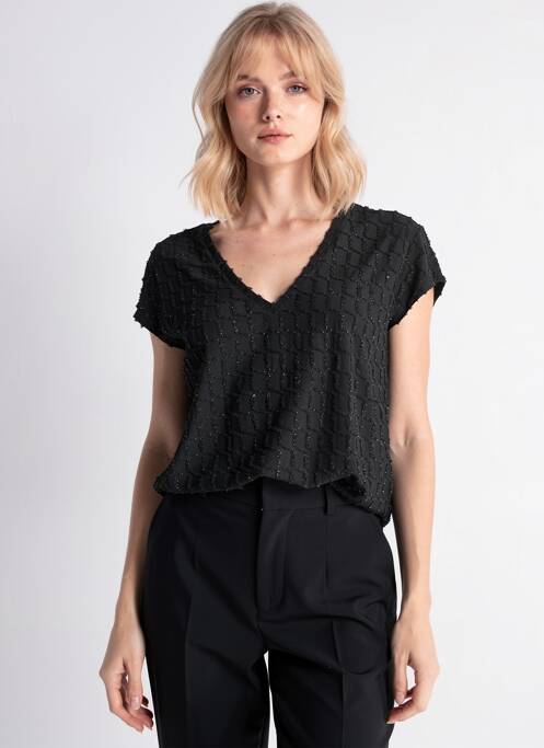 T-shirt col v manches courtes noir VERO MODA femme