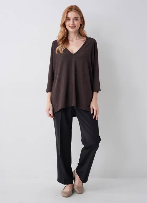 Top stretch manches 3/4 marron VERO MODA femme