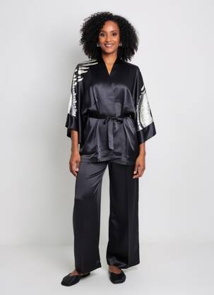 Déshabillé manches longues noir MARJOLAINE femme