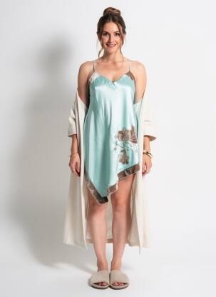 Nuisette/combinette effet matière satinée bleu MARJOLAINE femme