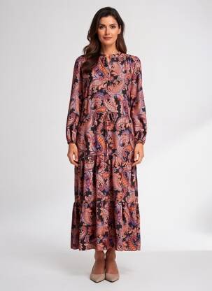 Robe longue manches longues manches longues rose RUE DES ABBESSES femme