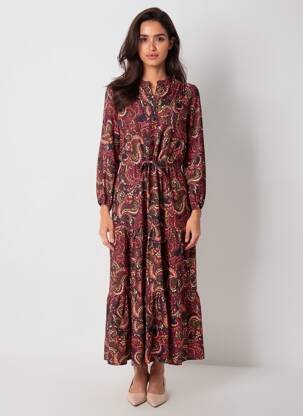 Robe longue imprimé fantaisie manches longues noir RUE DES ABBESSES femme