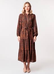 Robe longue manches longues manches longues marron RUE DES ABBESSES femme