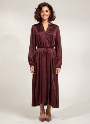 Robe longue manches longues manches longues marron PAKO LITTO femme
