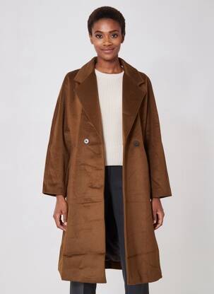 Manteau long coupe droite sans capuche marron K-ZELL femme