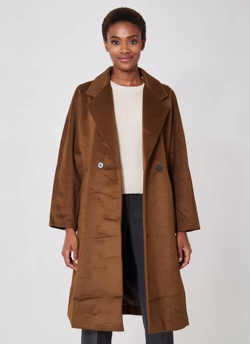 Manteau long coupe droite sans capuche marron K-ZELL femme