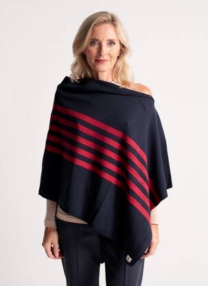 Poncho coupe asymétrique bleu MOUSQUETON femme
