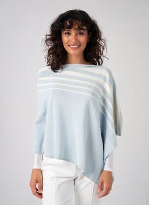 Poncho coupe asymétrique bleu MOUSQUETON femme