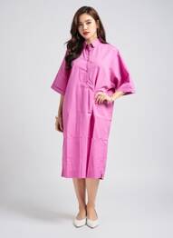 Robe mi-longue manches courtes manches courtes violet LOUIZON femme