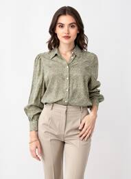 Chemisier imprimé fantaisie manches longues vert B.YOUNG femme