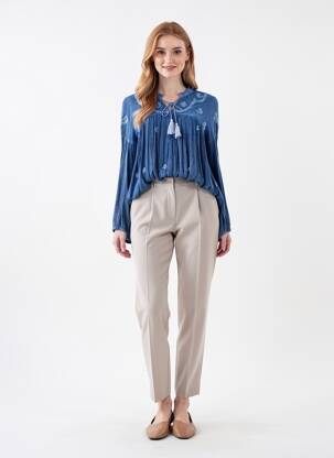 Blouse manches longues manches longues bleu STUDIO PARISIEN femme