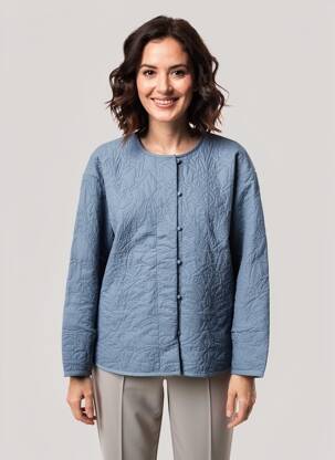 Veste casual col rond bleu STUDIO PARISIEN femme