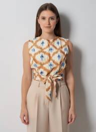 Top imprimé fantaisie sans manche marron THE KORNER femme