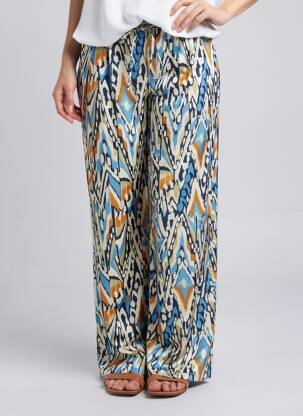 Pantalon large fermeture zippée sous rabat avec crochet taille normale bleu SEE U SOON femme