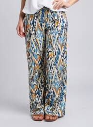 Pantalon large fermeture zippée sous rabat avec crochet taille normale bleu SEE U SOON femme