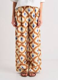 Pantalon large fermeture zippée sous rabat boutonné taille normale beige THE KORNER femme