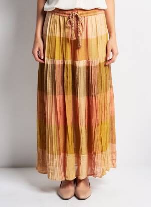 Jupe longue coupe droite orange LOUIZON femme