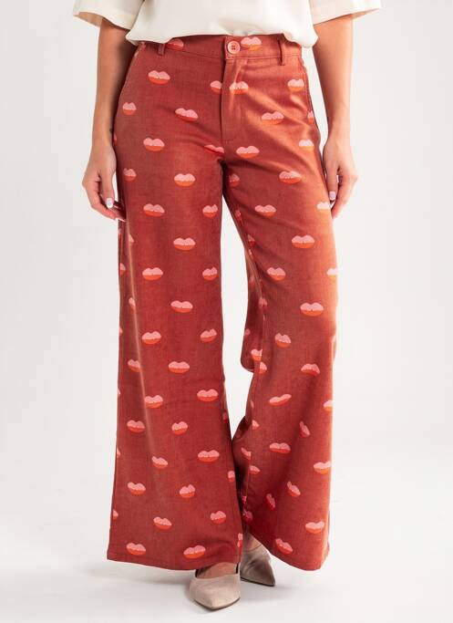 Pantalon large fermeture zippée sous rabat boutonné taille normale rouge COMPAÑIA FANTASTICA femme
