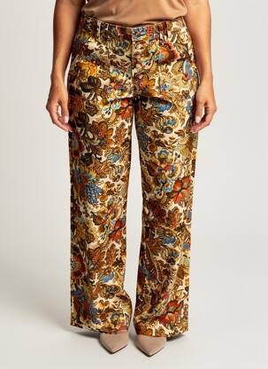 Pantalon droit stretch taille haute beige ORFEO femme