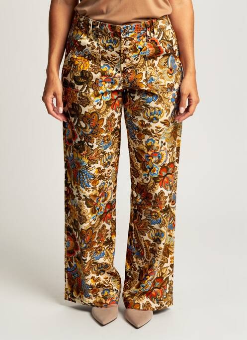 Pantalon droit stretch taille haute beige ORFEO femme
