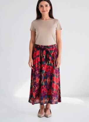 Jupe longue tissage crêpe rose ORFEO femme