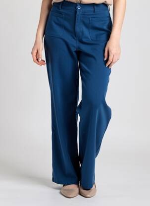 Pantalon droit tissage popeline taille normale bleu PIECES femme