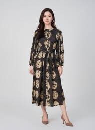 Robe longue manches longues manches longues noir V.DE.VINSTER femme