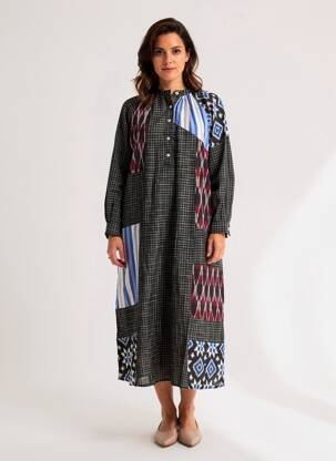 Robe longue manches longues manches longues noir V.DE.VINSTER femme